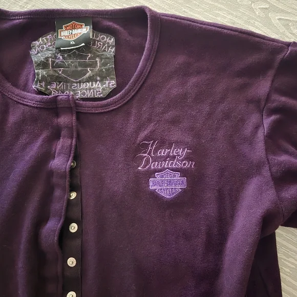 Harley-Davidson Womens XL St Augustine FL. dark purple Snap Front Top - Picture 2 of 4